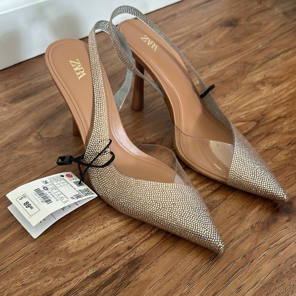 Zara Tan Heels Elegant Slingback